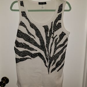 Black & white tank top w/beading, size 1x